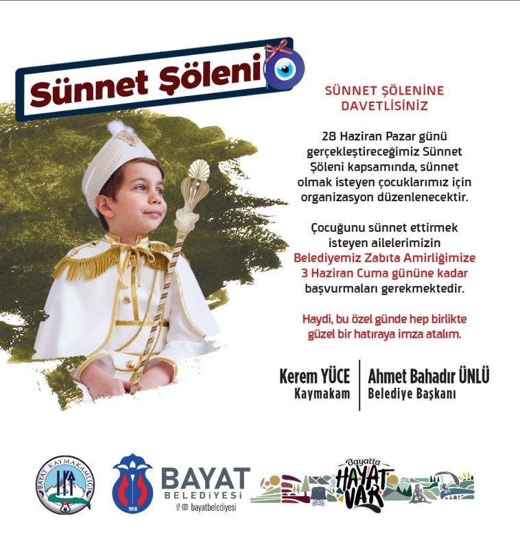 Bayat Belediyesinden Geleneksel Sünnet Şöleni: Başvurular Başladı