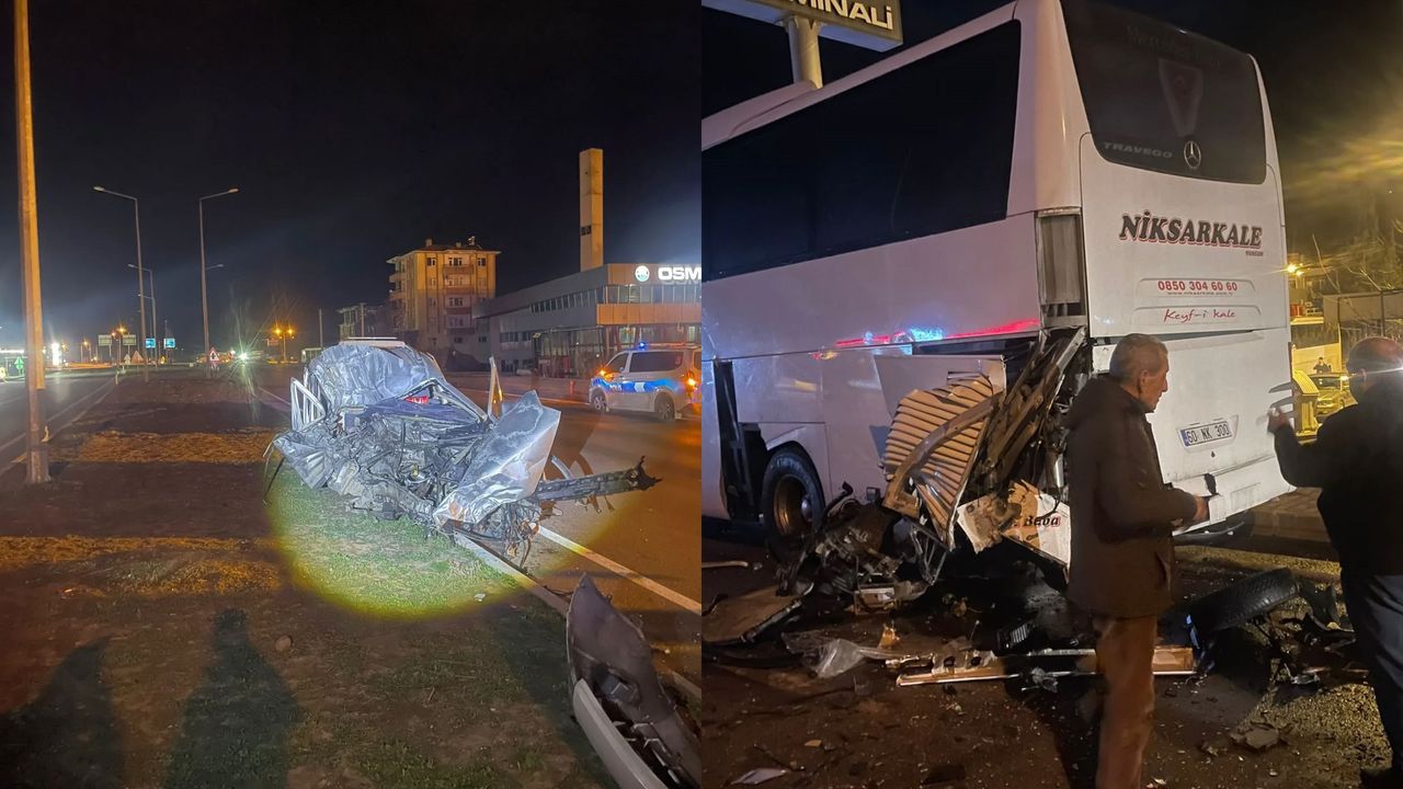 Araç Yolcu Otobüsüne Arkadan Çarptı! 1 Ağır Yaralı