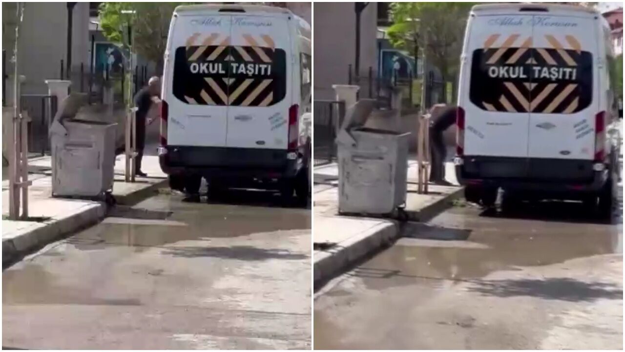 Cami Çeşmesinden Hortum Çekerek Servis Aracını Yıkadı