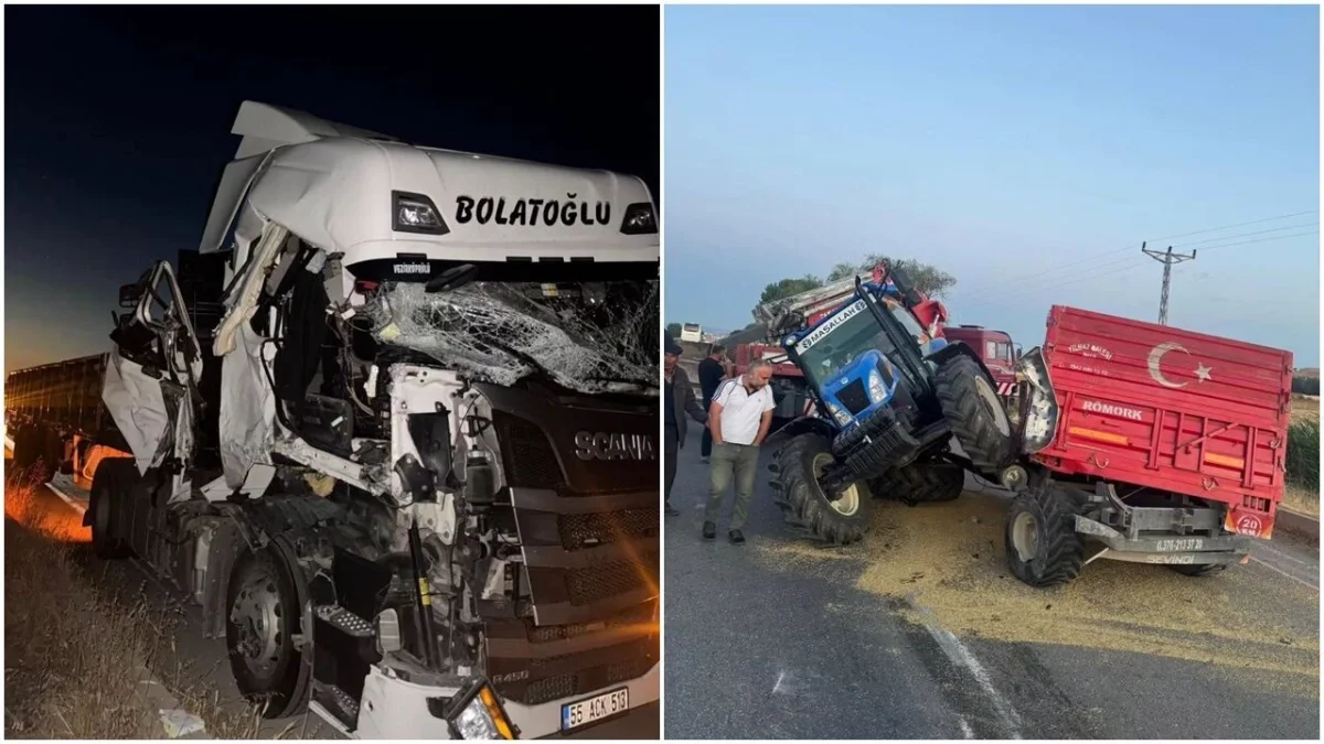 Ankara-Samsun Yolunda Korkutan Kaza: Tmo'ya Ürün Götüren Traktöre Tır Çarptı